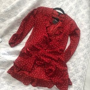 Red Polka Dot Wrap Dress